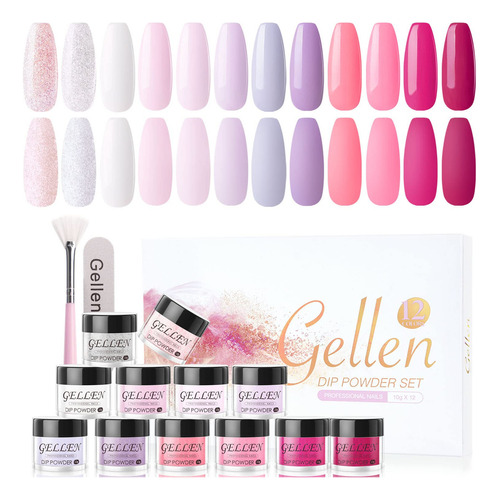 Gellen - Kit De Inicio De Uñas En Polvo, 6 Colores, Sistema