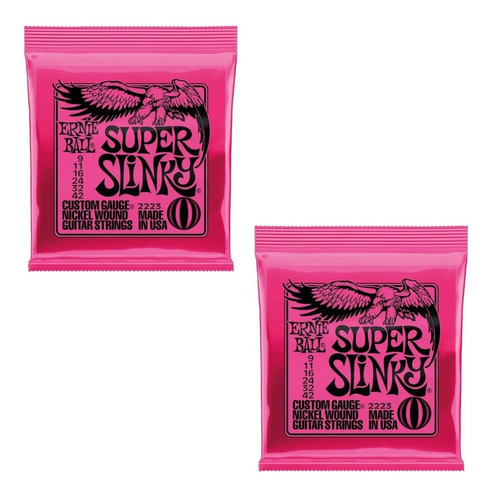 Kit 2 Encordoamento Guitarra 009 Ernie Ball Super Slinky