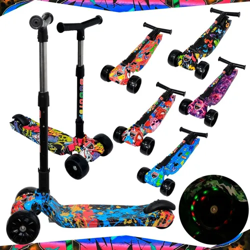 Patín Del Diablo Scooter 3 Ruedas Luces Led Patineta 2 en 1 sentado/soporte  Para Niña/o – MUUNSOY