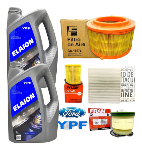 Kit 4 Filtros Ford Ranger 2.2 3.2 + 8l Aceite Elaion F30 Ypf