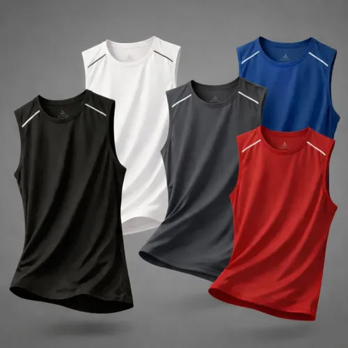 Kit5 Regata Masculina Lisa Dry Fit Academia Exercício Casual