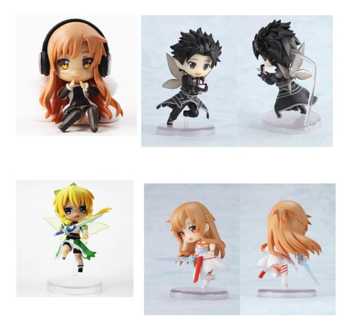 Imagen 2 de 4 de Set 6 Figuras Sword Art Online Sao Hadas Kirito Asuna Leafa