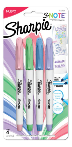 Marcadores Sharpie S-note 4 Colores Pastel - Resalta/subraya