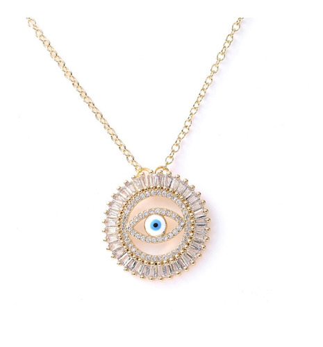 Collar Cobre Ojo Turco Crystal Dorado