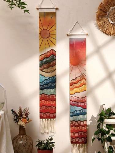 Tapiz De Macramé Bohemio Para Pared Decoración Hogar Dormito