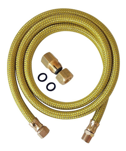 Imagem 1 de 6 de Kit Instalação Gás Encanado Mangueira 80cm + Adaptador