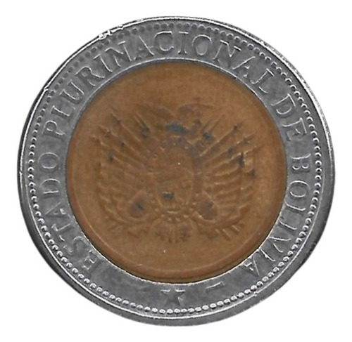 Nvs-moneda Bolivia 5 Bolivianos Edo. Pluri. 2010 Bimetálica (Usado)