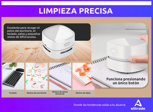 Mini Aspiradora Barre Migas Inalambrica Mesa Usb Recargable Color Negro
