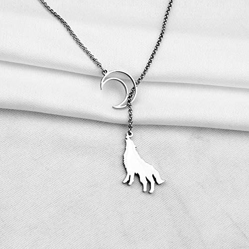 Lua Crescente Lobo Lariat Y Colar Lobo Uivando Para A Lua C