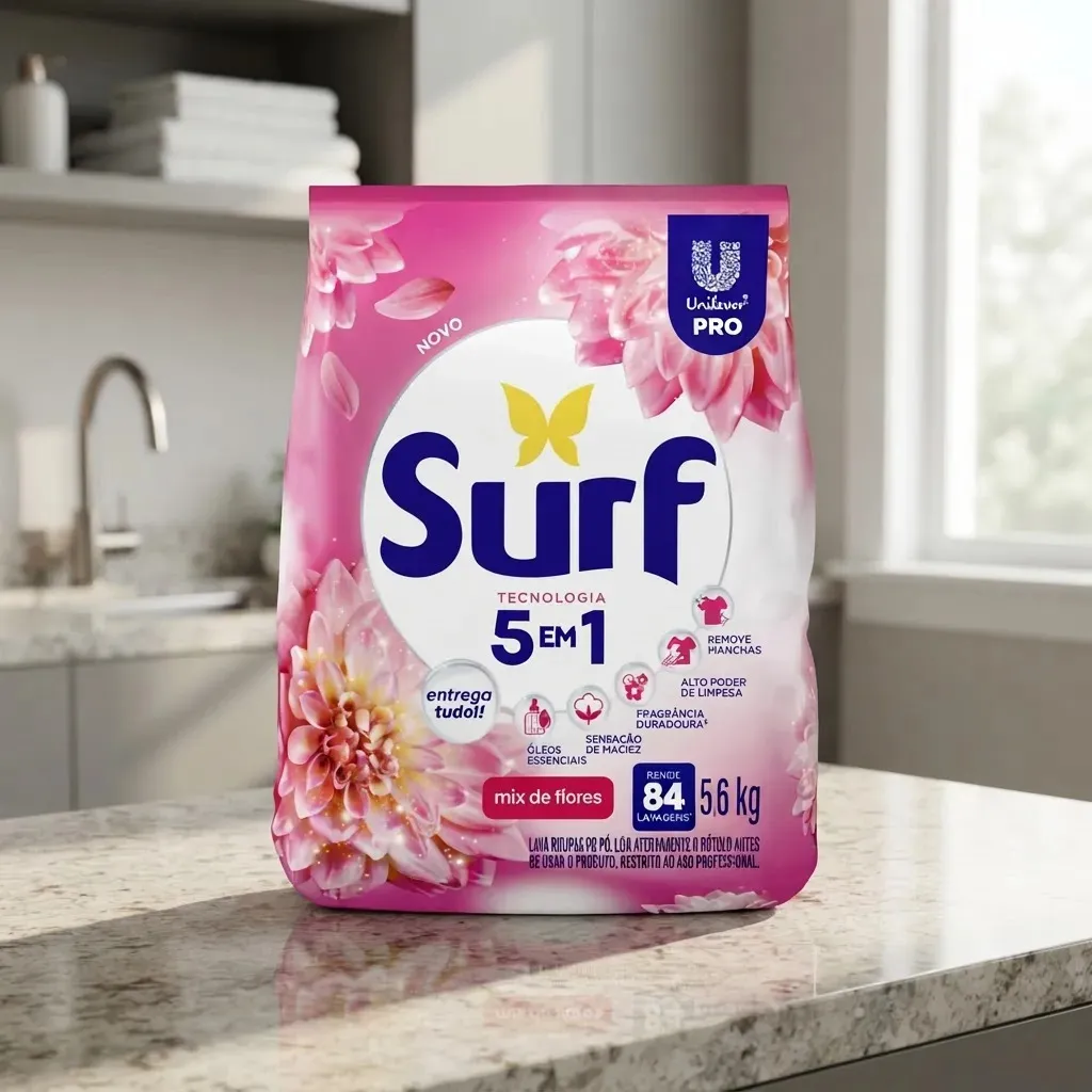 Lava Roupas Em Pó Surf 5em1 Flores Pacote 5,6 Kg Sabão Em Pó