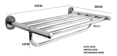 Toallero De Pared Con Repisa Para Baño Acero Cromado Super Resistente