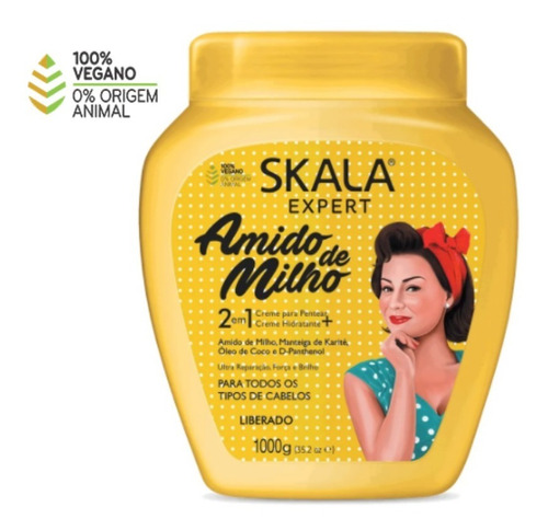 Máscara Creme Tratamento Cabelo Amido Milho Skala Pote 1kg