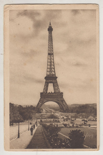 1930 Postal Yvon Torre Eiffel De Paris Cursada A Montevideo