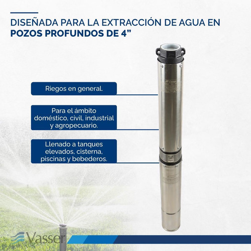 Imagen 3 de 11 de Bomba Sumergible Vasser Bs4-100 C/ Tablero De Proteccion 1 H