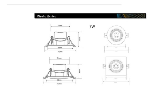 Imagen 2 de 5 de Spot Embutir Dicro Led 7w Cuadrado Luz Día /fría Completo