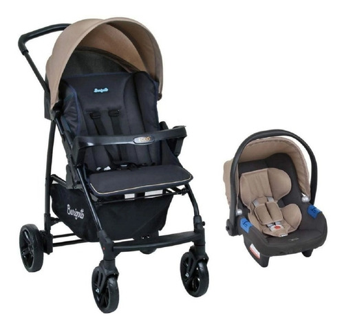 Carrinho de bebê de paseio Burigotto Ecco travel system cz bege com chassi de cor preto