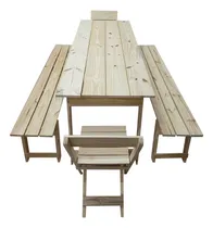 Comprar Combo Quincho Mesa+ 2 Bancos+2 Sillas Plegables 2.00 Mt Pino