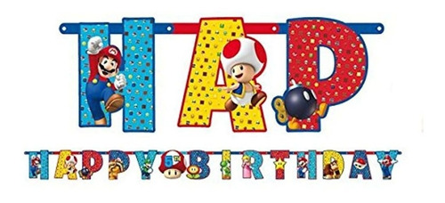 Banner Super Mario Bros Jumbo Carta  Kit Personalizable 25 P