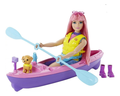 Barbie Campista Con Bote Cachorro Mattel