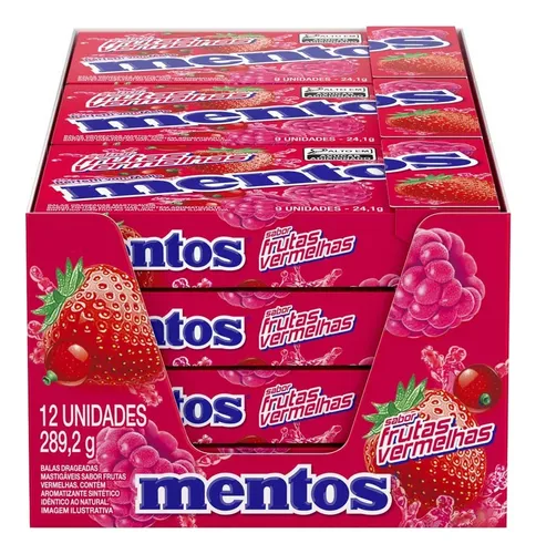 Pastilha Mentos Frutas Vermelhas Caixa C/12un 24,1g