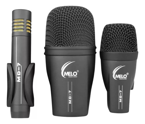 Kit De 7 Micrófonos Para Batería Melo Md-7 Color Negro