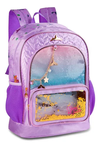Mochila Escolar Infantil Clio Sereia Stweet Queen Lilás