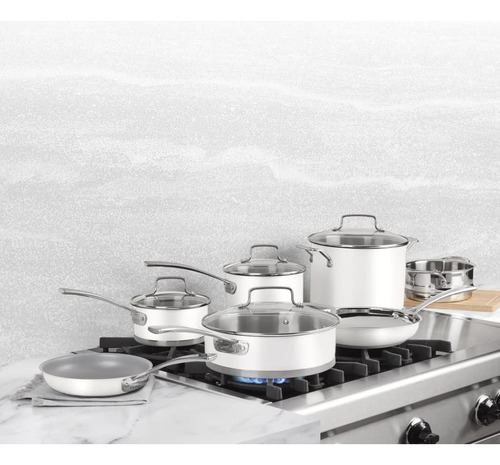 Jogo De Panelas Cuisinart Indução 11 Peças Branco Fosco