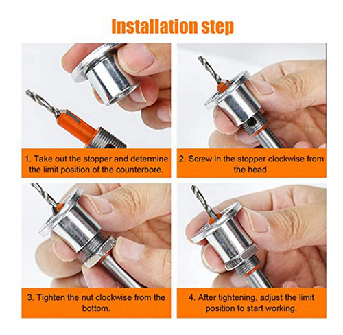 Avellanador Metálico De 8 Mm Con Tope De Profundidad, Paquet