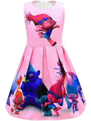 Zhbnn Trolls Niñas Printed Princesa Vestido De Fiesta De