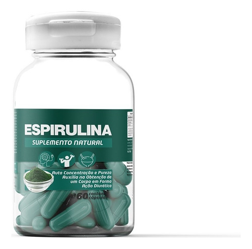 1 Pote Suplemento Spirulina Platensis 60 Cápsulas De 500 Mg Sabor Sem Sabor