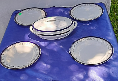 Piezas Para Consome ( Lote De 5 ) Blanco Y Azul Guarda (Usado)