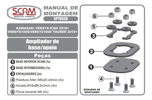 Imagem 6 de 7 de Ampliador Base Apoio Pesinho Kawasaki Versys X300 2018 +