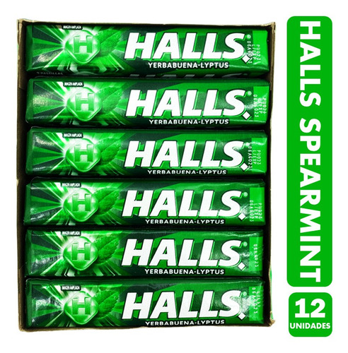 Halls Verde - Sabor Menta Verde Spearmint (caja Con 12 Uni)