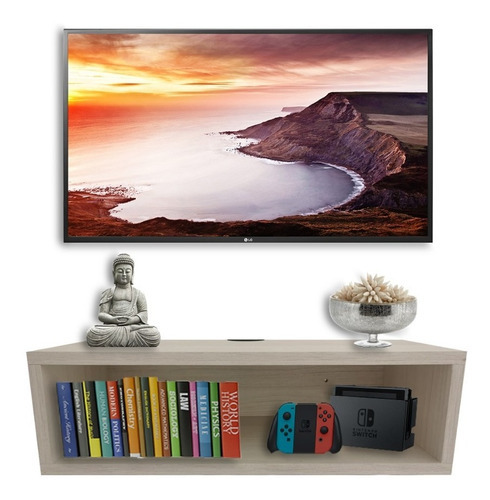 Imagen 1 de 8 de Repisa Flotante Moderna Cajón Para Equipos De Tv 50 X 25 Cm Color Teca Ártico