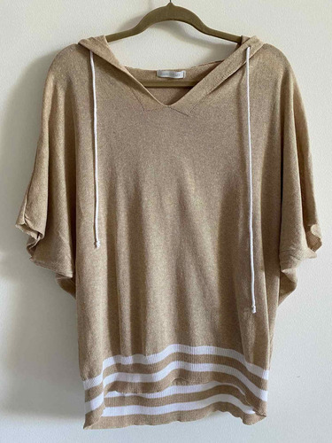 Sweater Con Capucha Beige Made In Italy