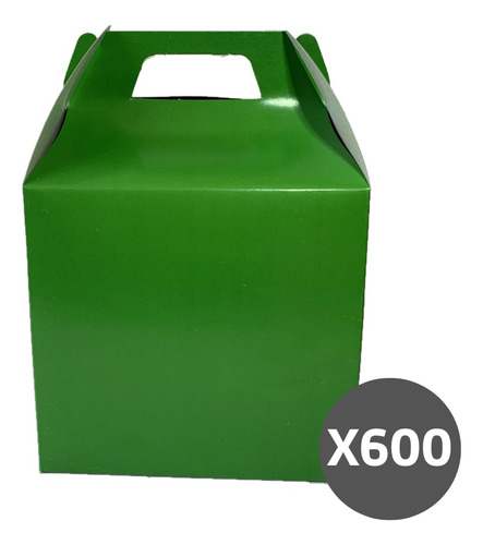Caja Feliz Carton Cotillon Cajita Verde Pack 600