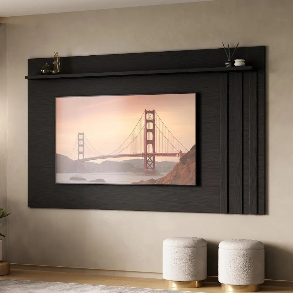 Painel Parede Ventura Carraro Preto Touch Preto