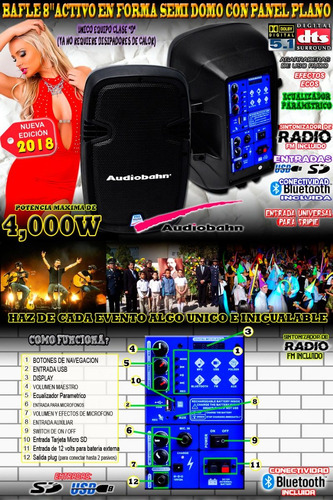 Increible Bafle Recargable Audiobahn Con Potencia Y Regalos
