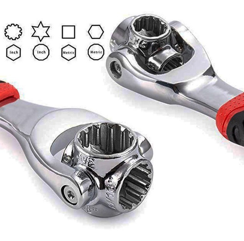 Imagen 4 de 5 de Llave Tubo 48 En 1 Giratoria A 360 Grados De 8 A 19 Mm