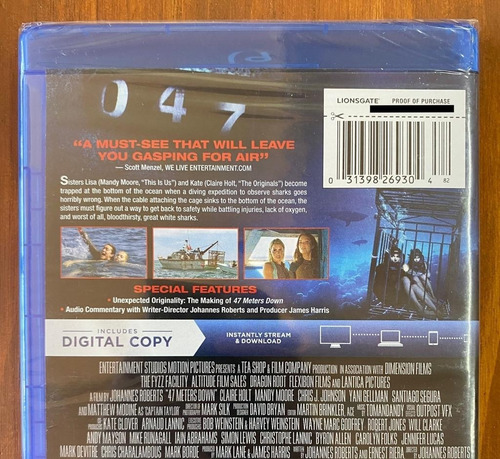 Bluray Medo Profundo - 47 Meters Down - Lacrado