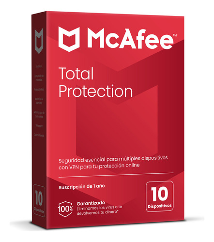 Mcafee Total Protection Con Vpn - 10 Dispositivos, 1 Año - Digital