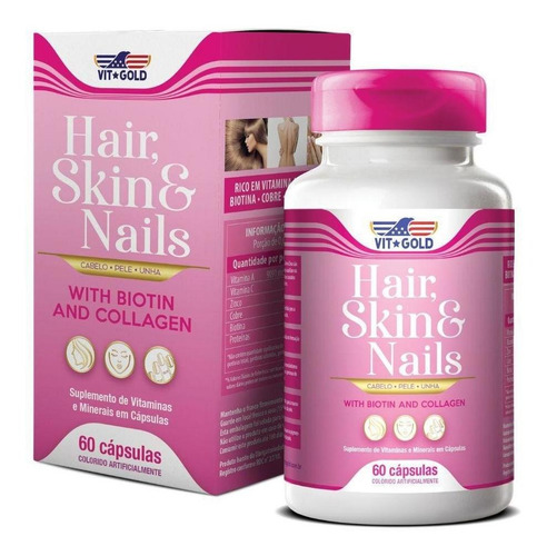 Imagem 1 de 3 de Hair Skin & Nails Cabelo, Pele E Unhas Vitgold 60 Cápsulas