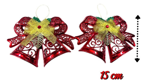 Kit 2 Sinos Duplos Vazados Enfeite De Natal