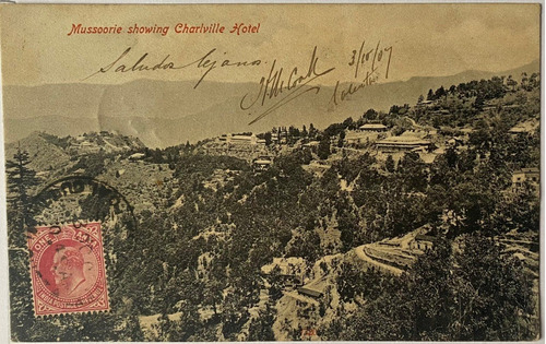 Antigua Postal, 1907, Hotel Panorama, Mussoorie, India 4p091