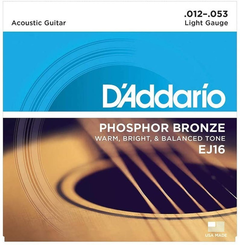 Encordado / Cuerdas Guitarra Acustica D'addario Ej16 .12 .53