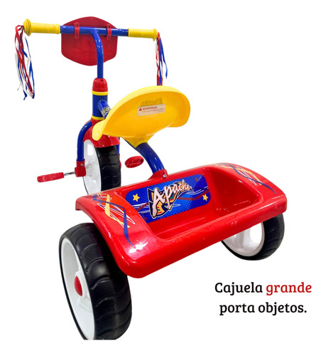 Triciclo Apache Con Cajuela Mod. Apachito Clásico Rojo/azul