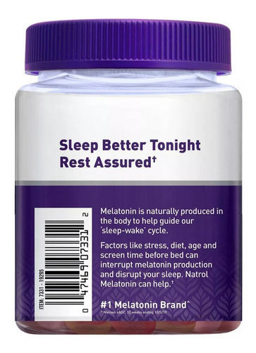 Melatonina Natrol 10 Mg | Descanso & Relajación | 90 Gomitas Sabor Fresa
