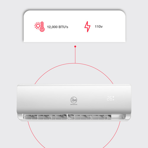 Minisplit Rheem RTAI-12H1 Inverter 12000 Btus 110v Frio Y Calor 1 Tonelada