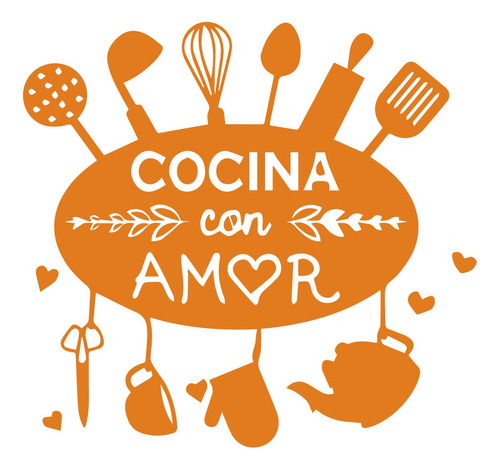 Vinilo Decorativo Adhesivo Diseño Cocina Con Amor