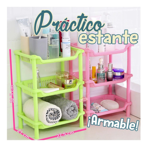 Imagen 2 de 7 de Estante Plastico Organizador 3 Niveles Baño Escritorio Mx-93